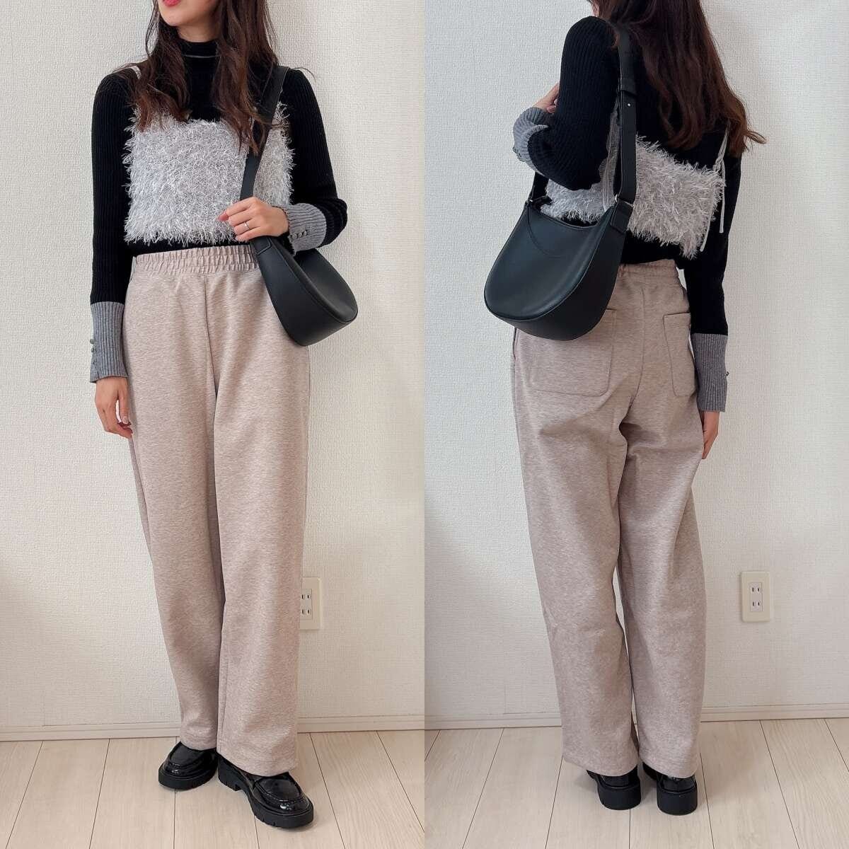 ユニクロスウェットワイドパンツ　ビスチェコーデ