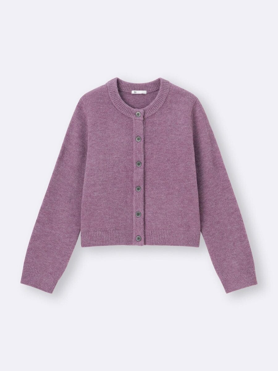 2026gu大人女性おすすめ値下げパフニットクルーネックカーディガン