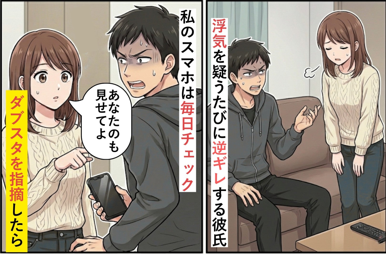 「信じてないの？」浮気を疑うたびに逆ギレする彼氏→私のスマホは毎日チェックしていたダブスタを指摘したら黙り込んだ