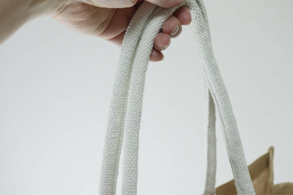 コットンポケット付ジュートバッグ（46cm×34cm×20cm）　持ち手
