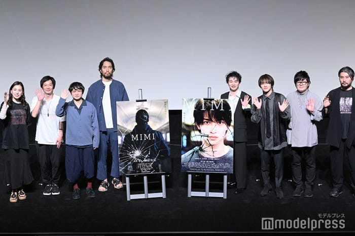 (左から)下京慶子、伊藤主税、榊原有佑監督、阿部進之介、森永悠希、山下幸輝、松山周平、稲葉繁樹(C)モデルプレス