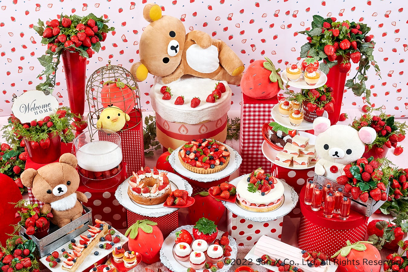 新宿“リラックマのストロベリーパーティ”テーマのスイーツブッフェ開催