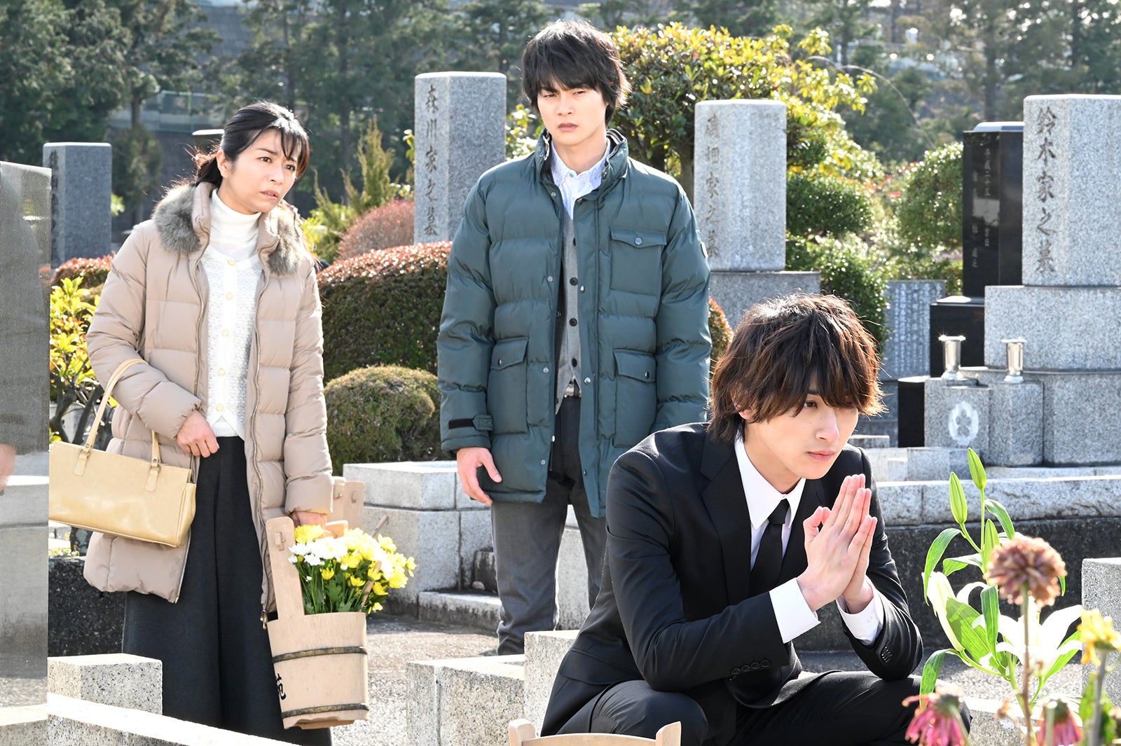 三倉茉奈、結木滉星、横浜流星／「シロでもクロでもない世界で、パンダは笑う。」第6話より（C）日本テレビ