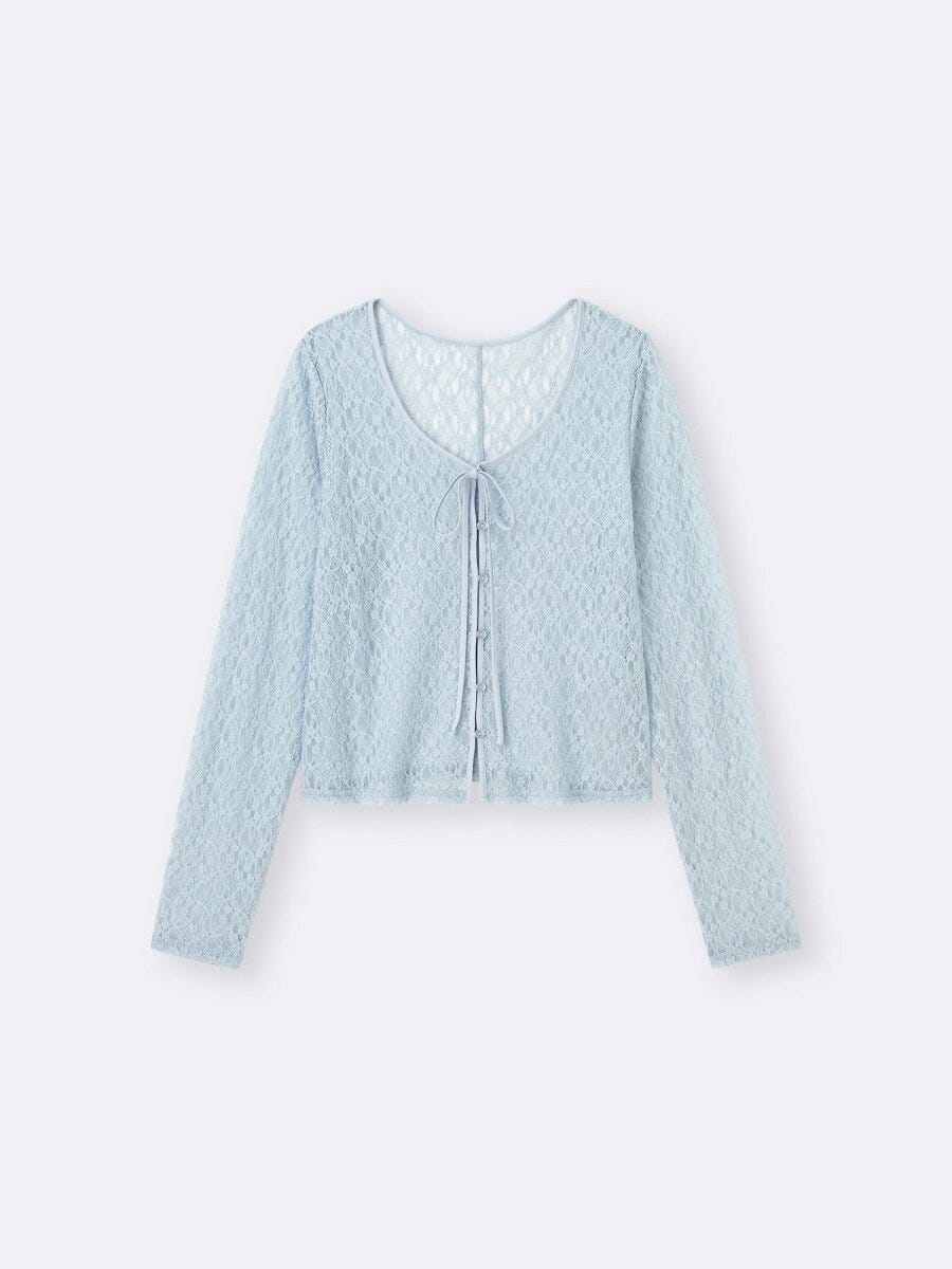 2026gu春大人女性おすすめレースリボンカーディガン