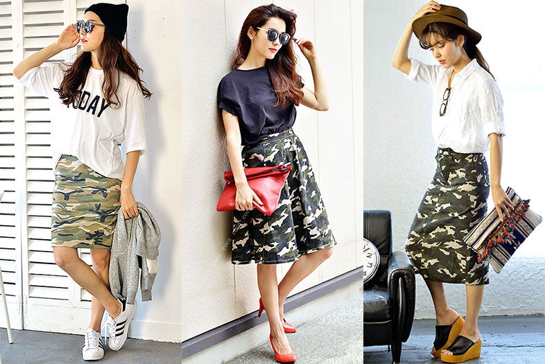 「迷彩柄スカート」1点投入でこなれカジュアルの完成！