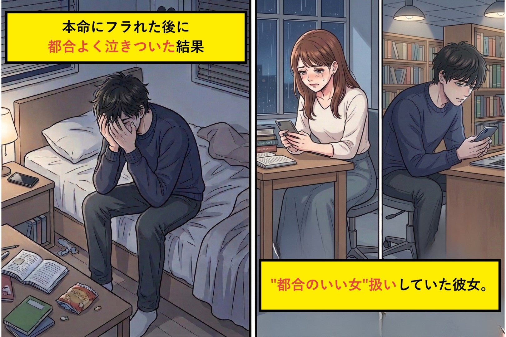 "都合のいい女"扱いしていた彼女。本命にフラれた後に都合よく泣きついた結果