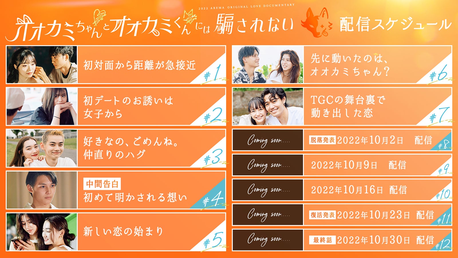 「オオカミちゃんとオオカミくんには騙されない」配信スケジュール（C）AbemaTV, Inc.