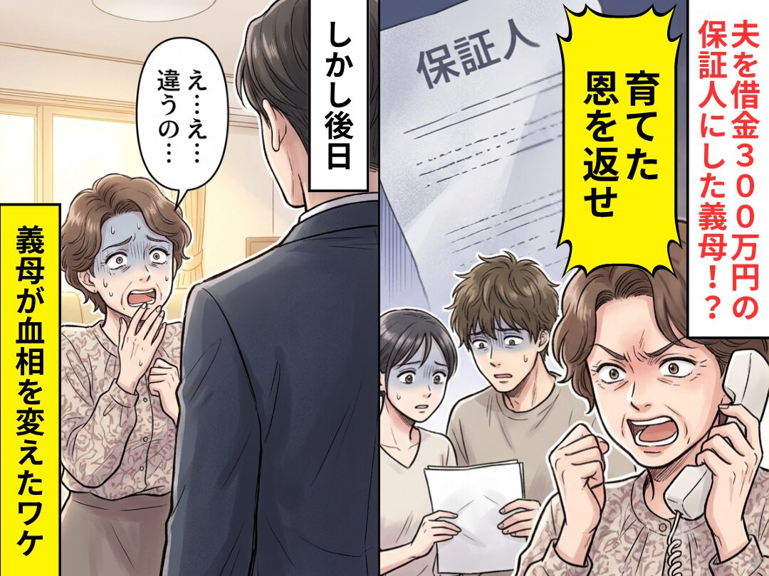 夫を【借金300万円の保証人】にした義母！？「育てた恩を返せ」と迫った後日⇒義母「え…え…違うの…」