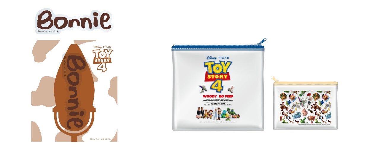 クリアステッカー（Bonnie）全1種  450円、クリアポーチセット　全1種  1,800円（C）Disney／Pixar（C）POOF-Slinky，LLC