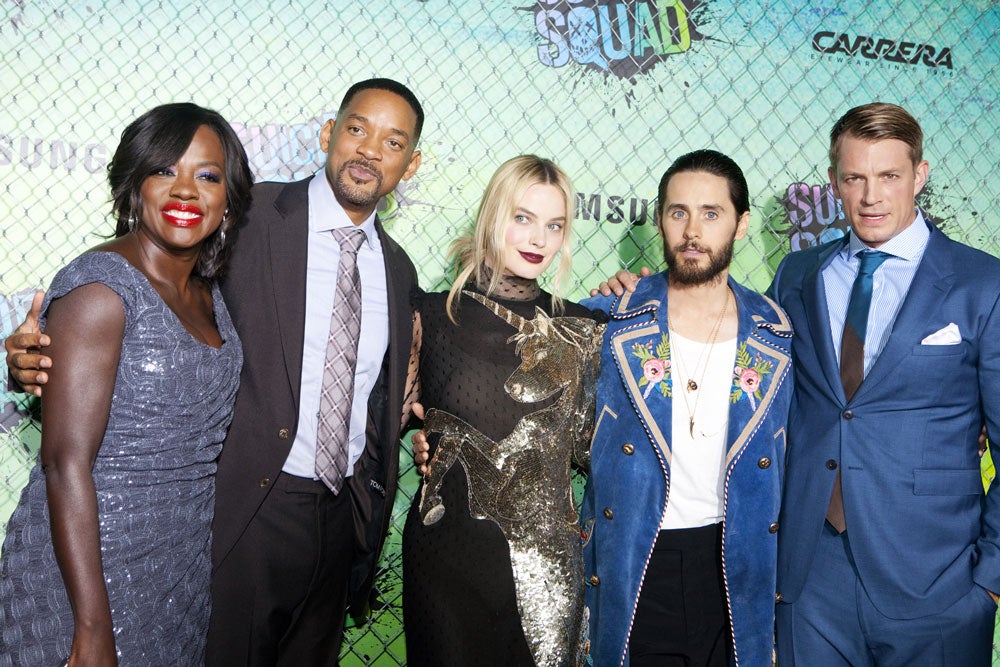 （左から）ヴィオラ・デイヴィス、ウィル・スミス、マーゴット・ロビー、ジャレット・レト、ジョエル・キナマン（C）Mayumi Nashida　Photos by Mayumi Nashida　Photography by Mayumi Nashida
