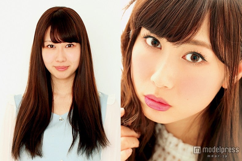 小嶋陽菜系メイクbefore＆after／モデル太田南（画像提供：「Ray」5月号、主婦の友社）