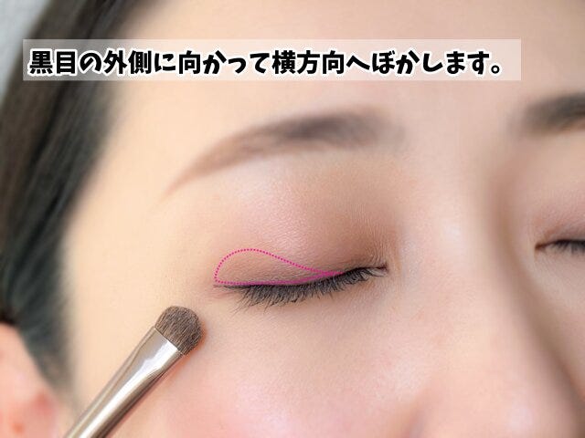 黒目の外側に向かって横方向へぼかす