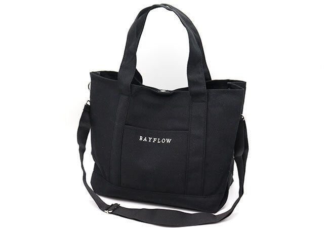ベイフロー黒ロゴトートバッグ