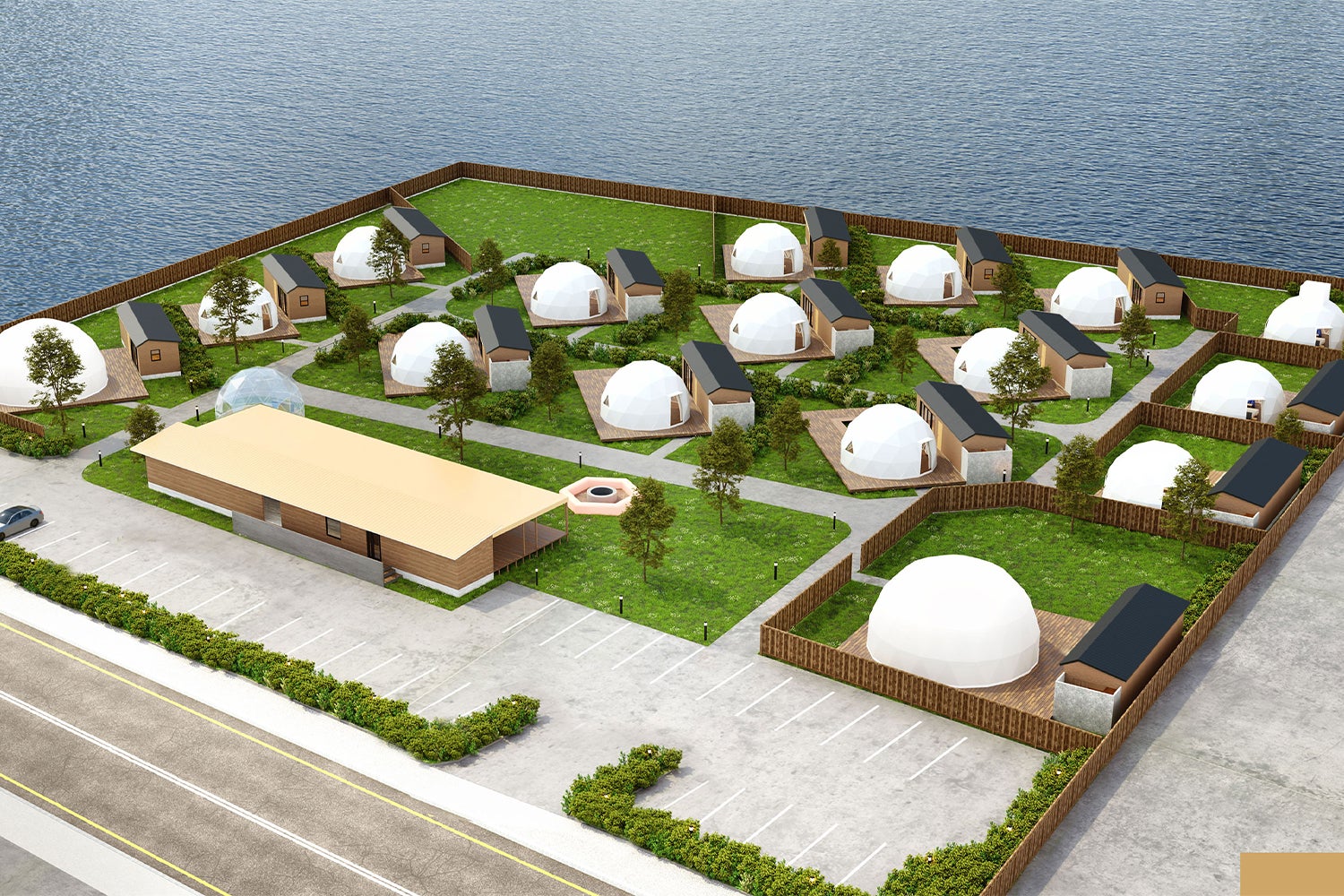 福岡「九州シーサイドグランピング グランドーム福岡ふくつ」愛犬同伴OK＆デザートビュッフェ付き