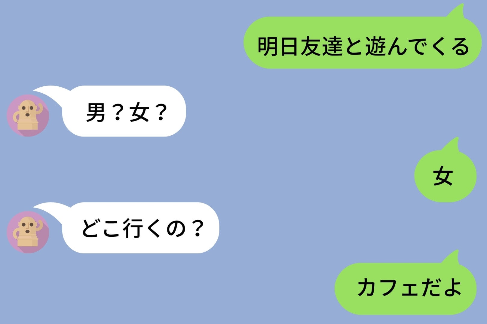 「明日友達と遊ぶ」と送っただけで止まらない彼の質問攻め。「取り調べ？」と返してみた