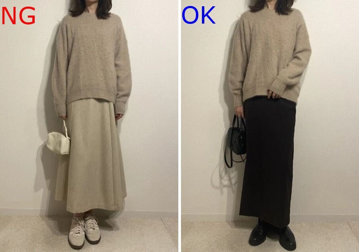 大人女子のもこもこニットNG＆OKコーデ
