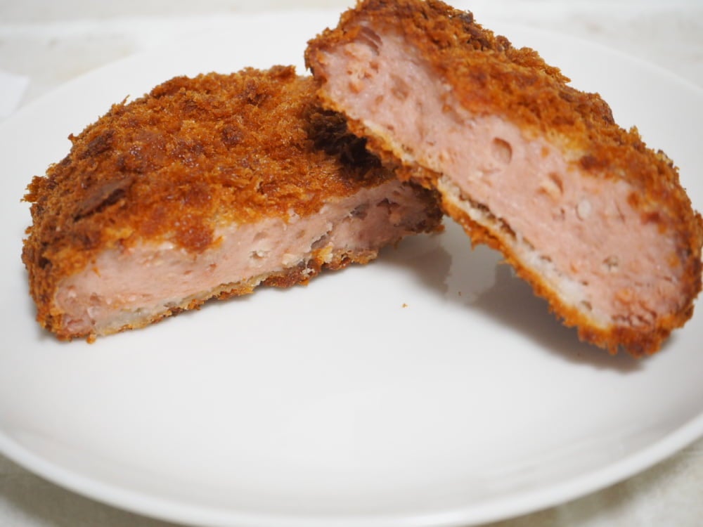 業務スーパー冷凍ハムカツの断面図