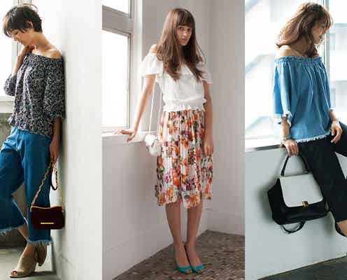 色っぽオフショルトップスでヘルシーな肌見せ!上品セクシーコーデ