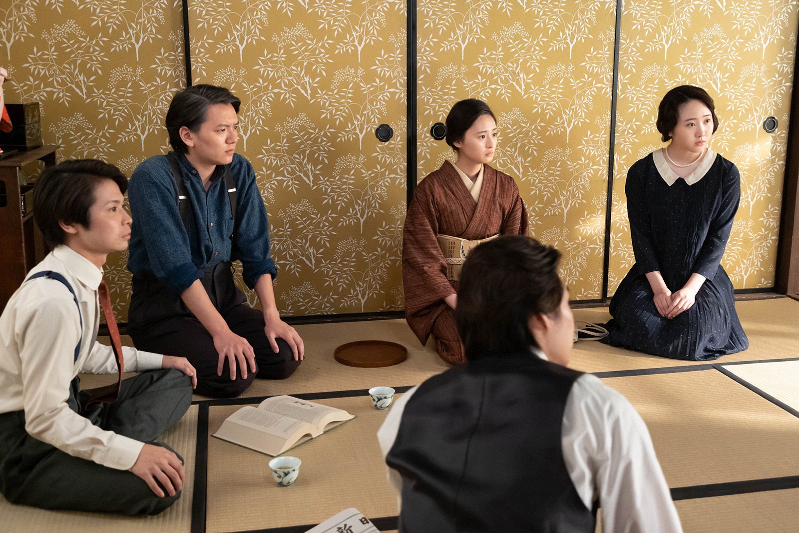 （左から）木村風太、濱田龍臣、遠藤さくら、本田望結 「らんまん」第129話（C）NHK