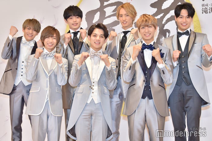 Travis Japan(前列左から)七五三掛龍也、宮近海斗、中村海人(後列左から)松倉海斗、吉澤閑也、川島如恵留、松田元太(C)モデルプレス