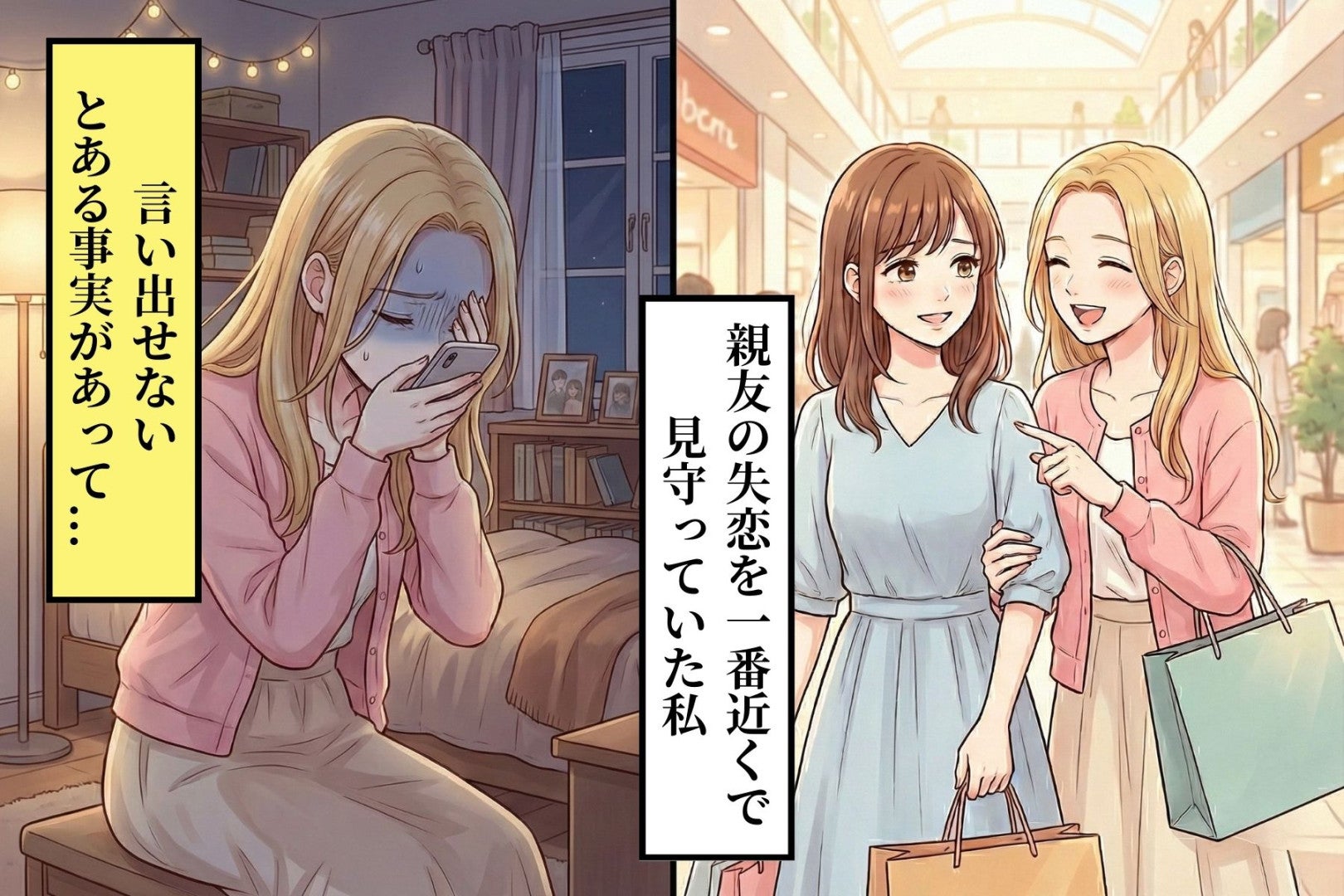 親友の失恋を一番近くで見守っていた私→黙っていたことで、守りたかったはずの友情を傷つけてしまった話