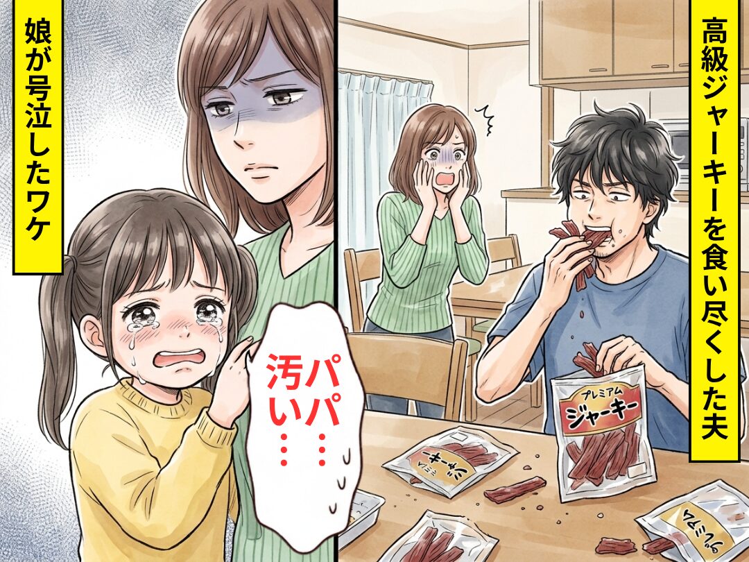 ”高級ジャーキー”を食い尽くした夫。だが直後⇒「パパ…汚い…」娘が号泣したワケ