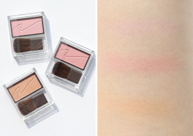 セザンヌ　ツヤ肌アイテム　チークブラッシュ　スウォッチ