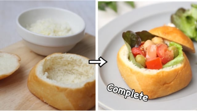 コストコ マスカルポーネロールアレンジレシピのサラダカップ