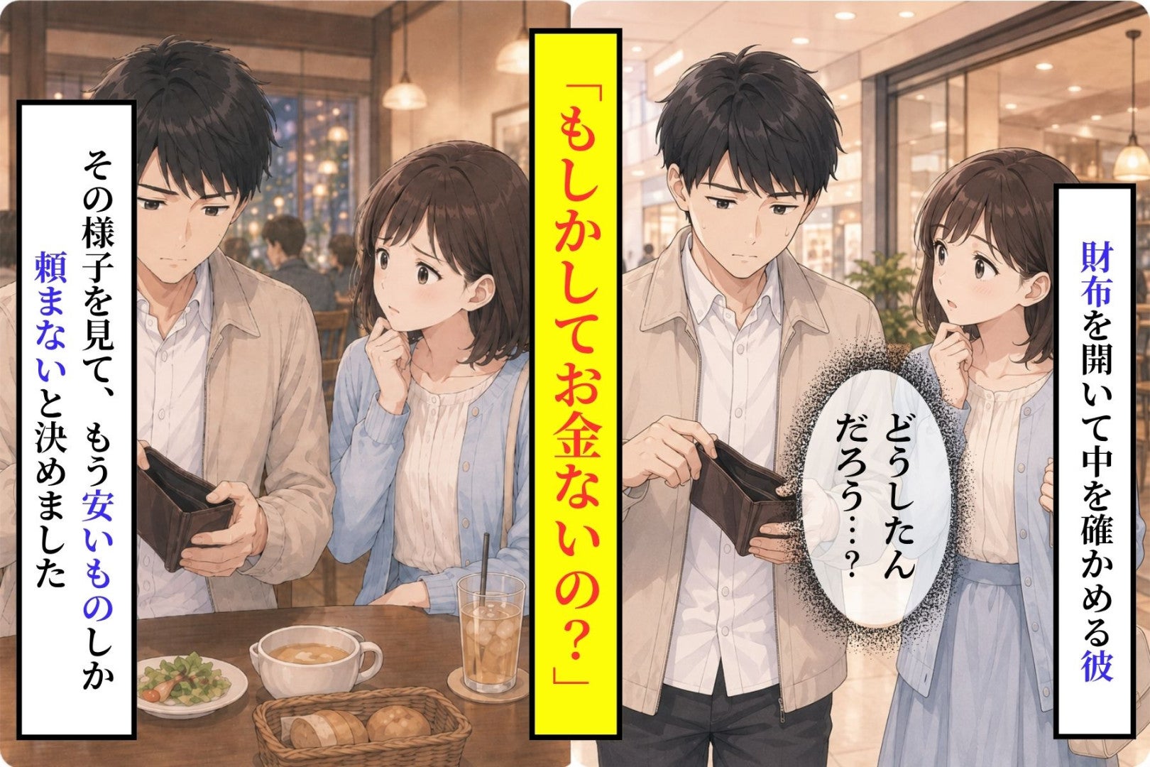 デート中ずっと財布を気にする彼に「お金ないの？」→見せてもらった中身が想像とは違いました