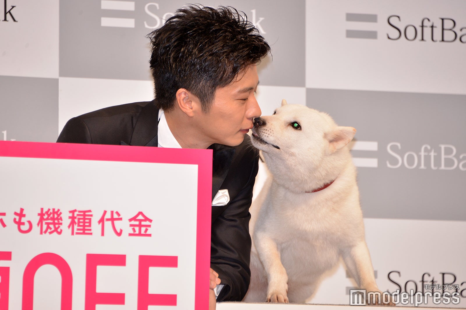 田中圭に夢中でカメラマンをまったく見ない白戸家のお父さん（C）モデルプレス