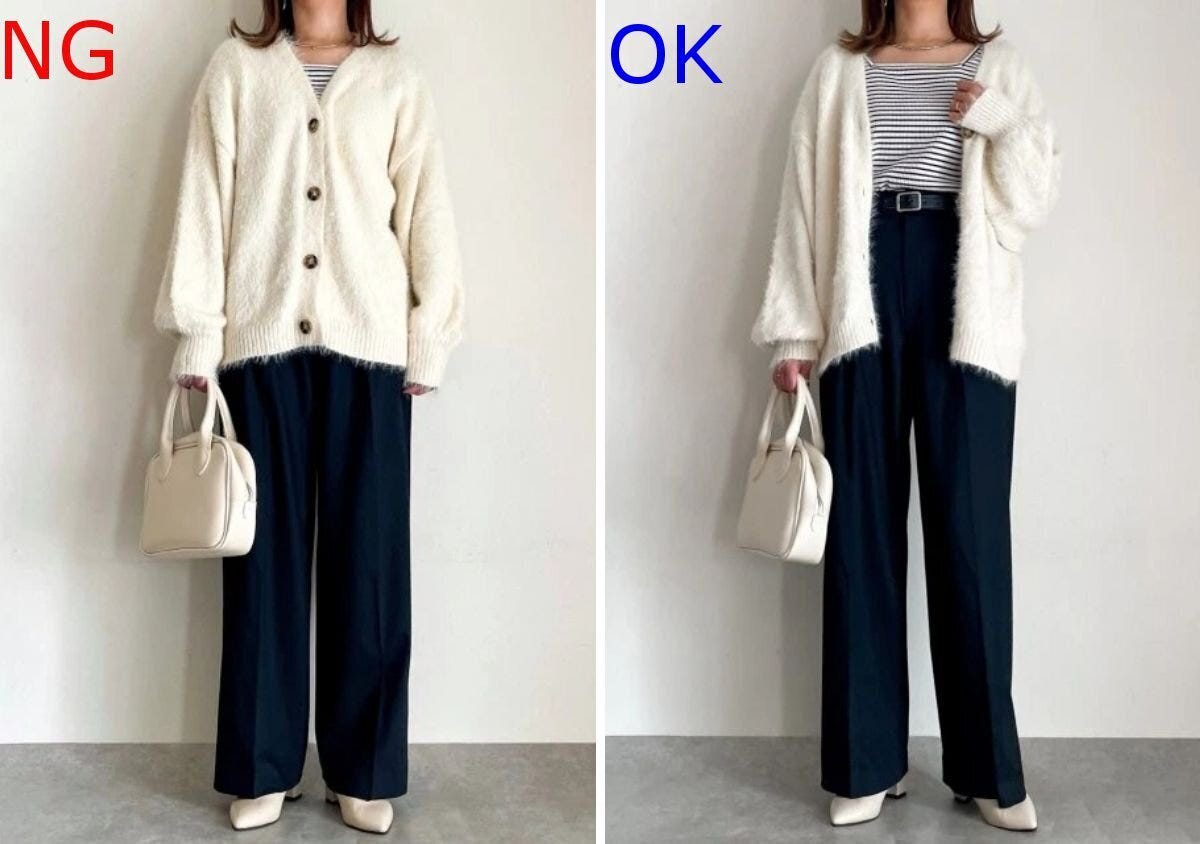きれいめ黒ワイドパンツNG＆OKコーデ