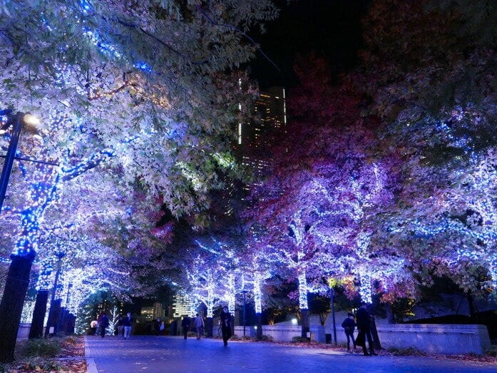 「ヨコハマミライト 2022~みらいを照らす、光のまち~」グランモール公園の様子(2022年11月10日撮影)
