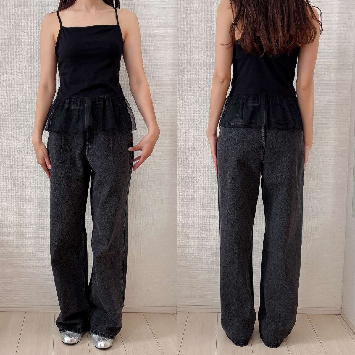 GUブラフィールペプラムキャミソール　Lサイズ丈感