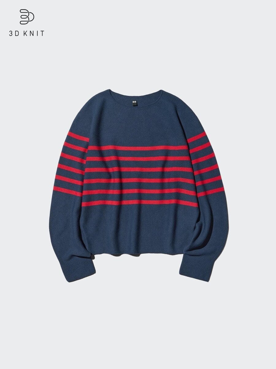 3Dコットンクルーネックボリュームスリーブセーター 2026春ユニクロ大人女性おすすめ3Dコットンクルーネックボリュームスリーブセーター