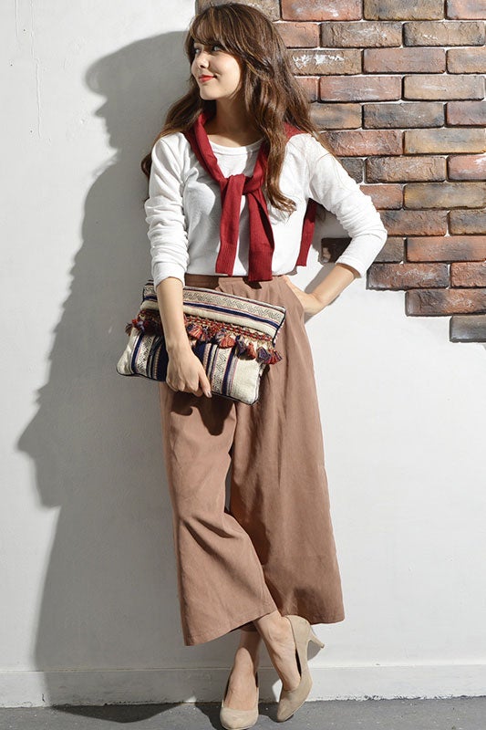 薄手の秋カラーロングガウチョパンツcocaオリジナル「coca」2,190円（税込）／画像提供：coca