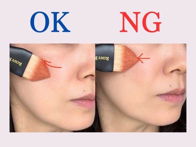 真横に塗り広げる　OK　NG