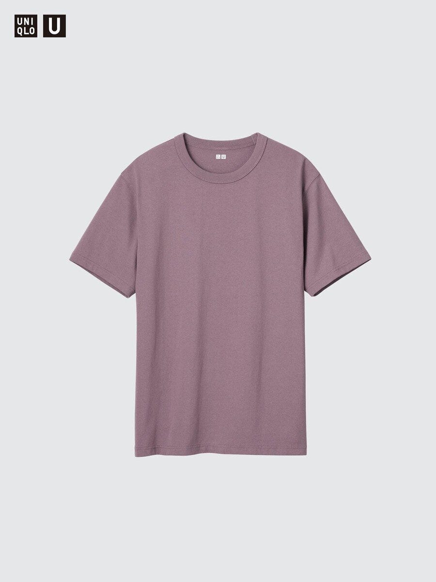 ユニクロユーのパープル無地クルーネックTシャツ