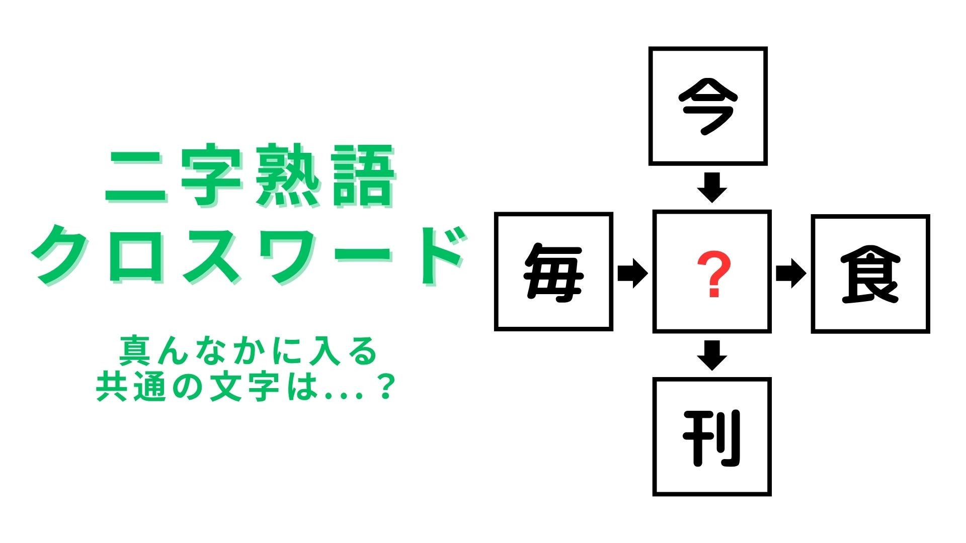 【二字熟語クロスワード】真んなかに入る漢字は？毎日使う言葉から考えてみて！