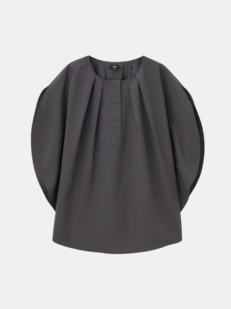 2026plst春値下げタイプライターサークルブラウス