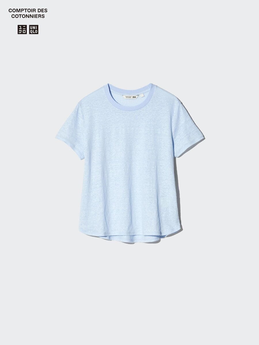 ユニクロのリネンクルーネックT