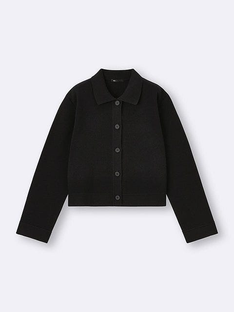 GUのミラノリブポロカーディガン