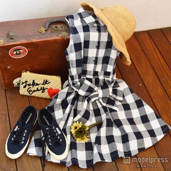 「titty&Co.」ブロックチェックワンピース「DOUBLE HEART」8,532円(税込)