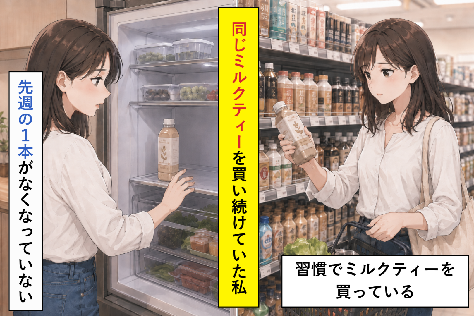 「ただの習慣だよ」同棲後も同じミルクティーを買い続けた私、減らない１本で気づいたこと