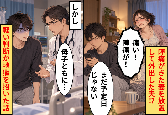 妻「痛い！陣痛が！」夫「まだ予定日じゃない」放置して外出！？しかし⇒医師「母子ともに…」軽い判断が地獄を招いた話