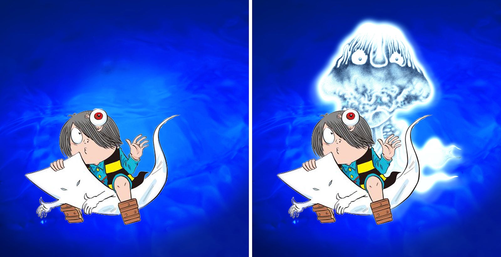 フラッシュで妖怪が浮かび上がる「妖怪フォトスポット」（C）水木プロダクション