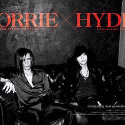 MORRIE(DEAD END/CREATURE CREATURE)×HYDE(L’Arc~en~Ciel/VAMPS)/「WHAT’s IN?」10月号/画像提供:エムオン・エンタテインメント