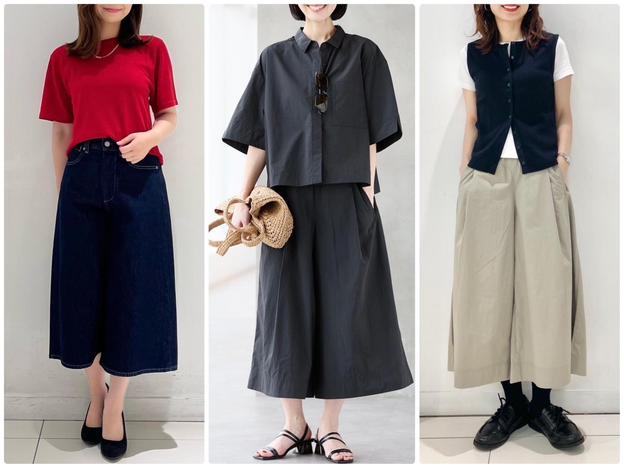 【ユニクロ】今年のトレンドはキュロット！ 40代女性が今っぽく着こなす「初夏のキュロットコーデ」4つ
