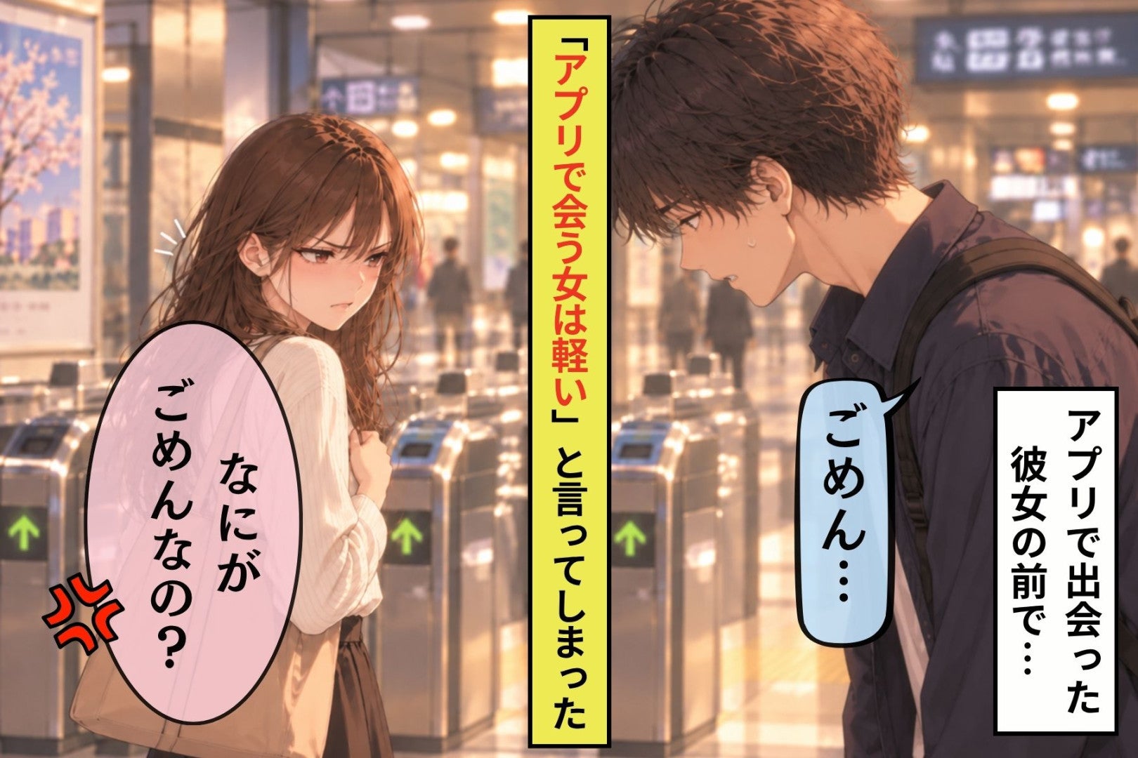 先輩の前で「マッチングで会う女は軽い」と言った俺→彼女が席を外した数分間に取り消した一言