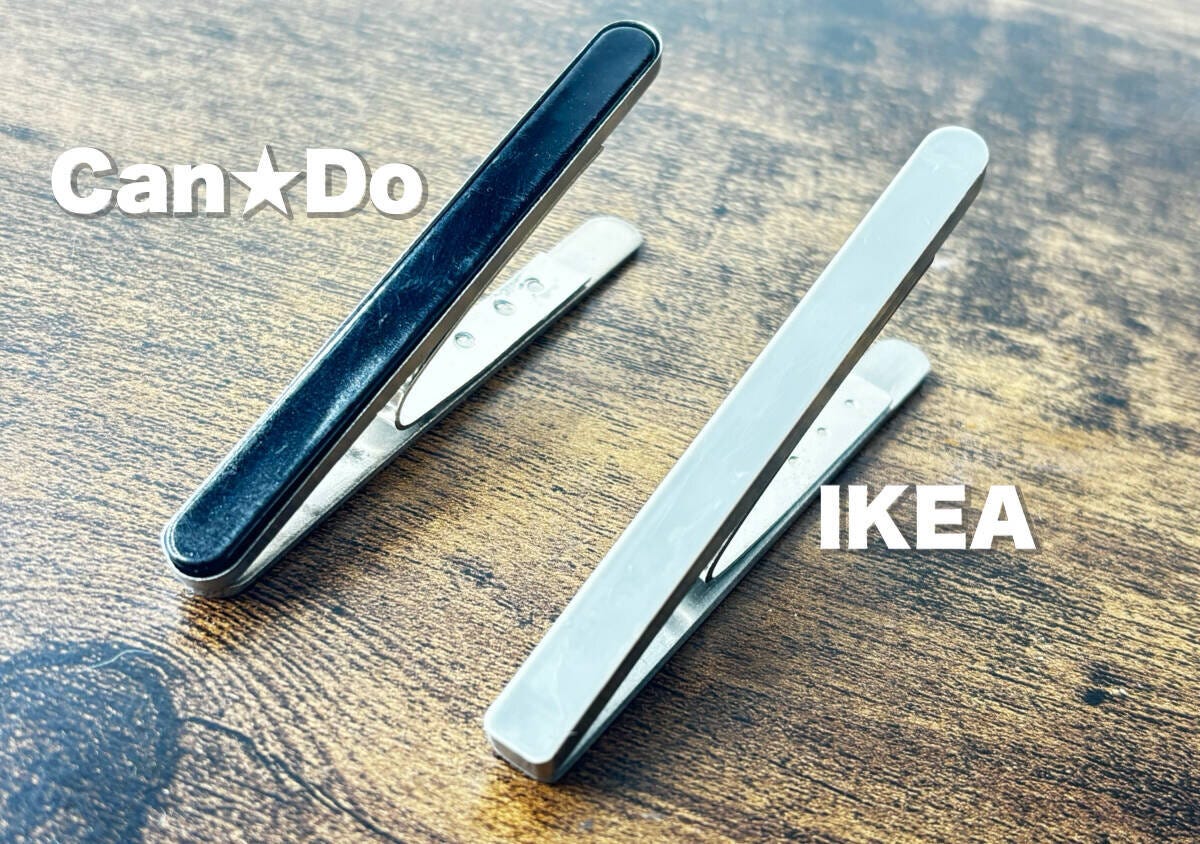 キャンドゥとIKEAのマグネットクリップの裏面マグネット部分の比較 キャンドゥとIKEAのマグネットクリップの裏面マグネット部分の比較