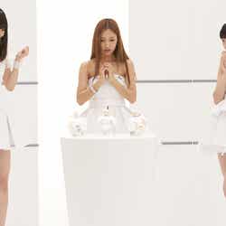 柏木由紀、板野友美、渡辺麻友/新CM「宣伝指令篇」より(C)AKS